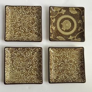 SOUSAKU Japan Sound Collection 4 small side sushi plates Floral pattern 5"